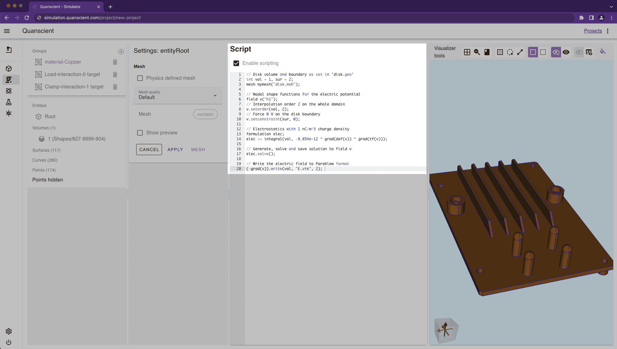 Demo picture of the scripting interface
